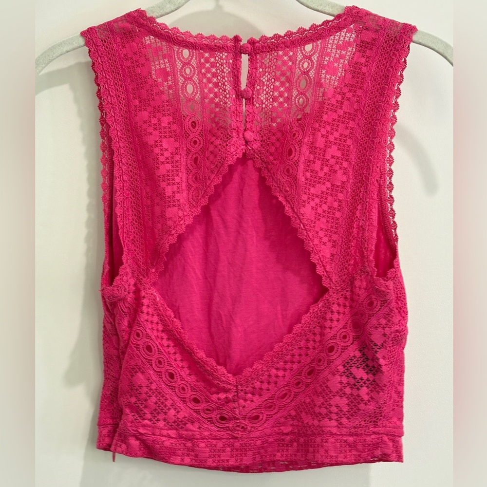 bebe Lace Crop Top – XS – Shocking Pink Fuchsia💖 - Picture 5 of 15